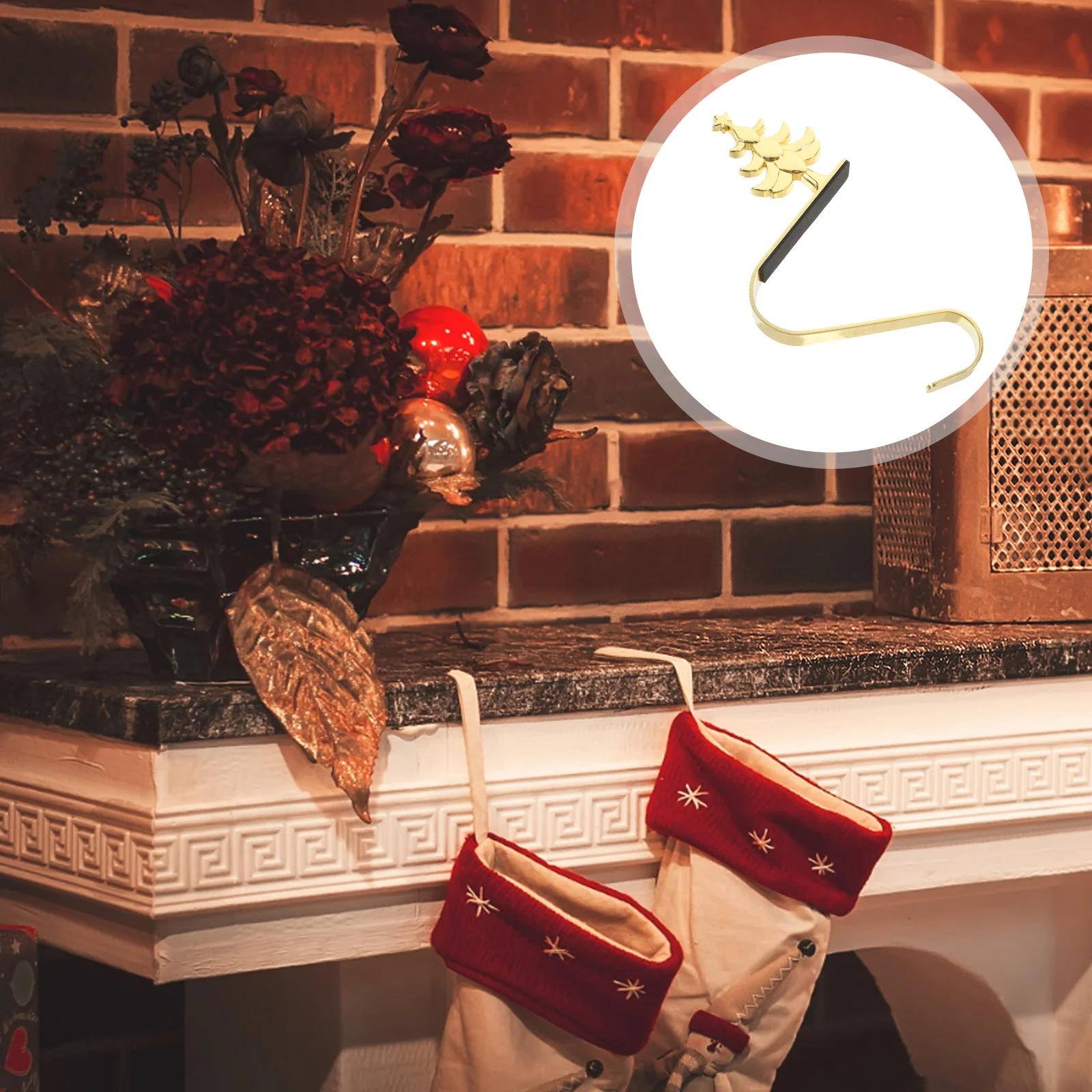 

Christmas Stocking Holder Elegant Iron Design for Mantle Decor Easy Install No Tools Needed Festive Hanging Hook for Stockings