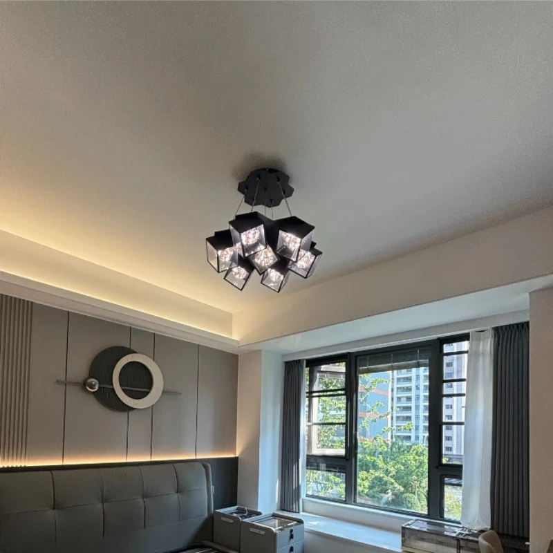 Nordic Modern Pendant Light Magic Cube Hanging Lamp Art Home Decoration LED Chandelier for Living Dining Room Bedside Cafe Hotel
