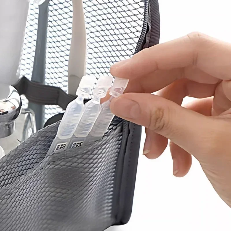 4-teiliges tragbares Netz-Kulturset, wasserdicht, faltbar, für Reisen, Zahnbürsten- und Kosmetik-Organizer, Aufbewahrungstasche für Damen im Badezimmer – Detail 10