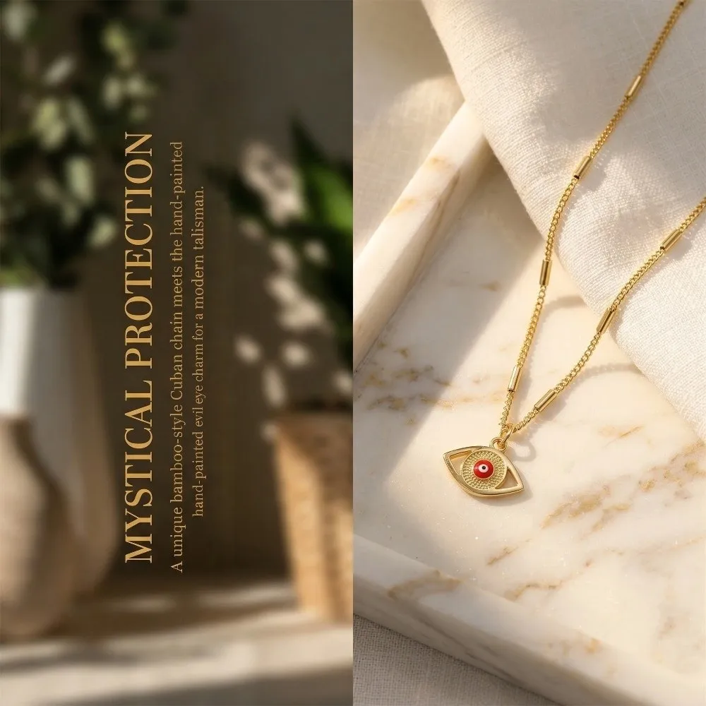 Copper Gold Plated Devil's Eye Necklace Personalized Delicate Demon Eye Necklace Trendy Vintage Eyeball Neck Chain Girls