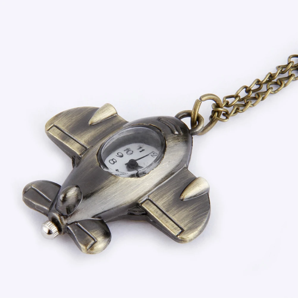 

Retro Aircraft Keychain Decorative Pocket Watch Airplane Shape Man Planes Vintage Alloy Durable Necklace Chain DIY Gift