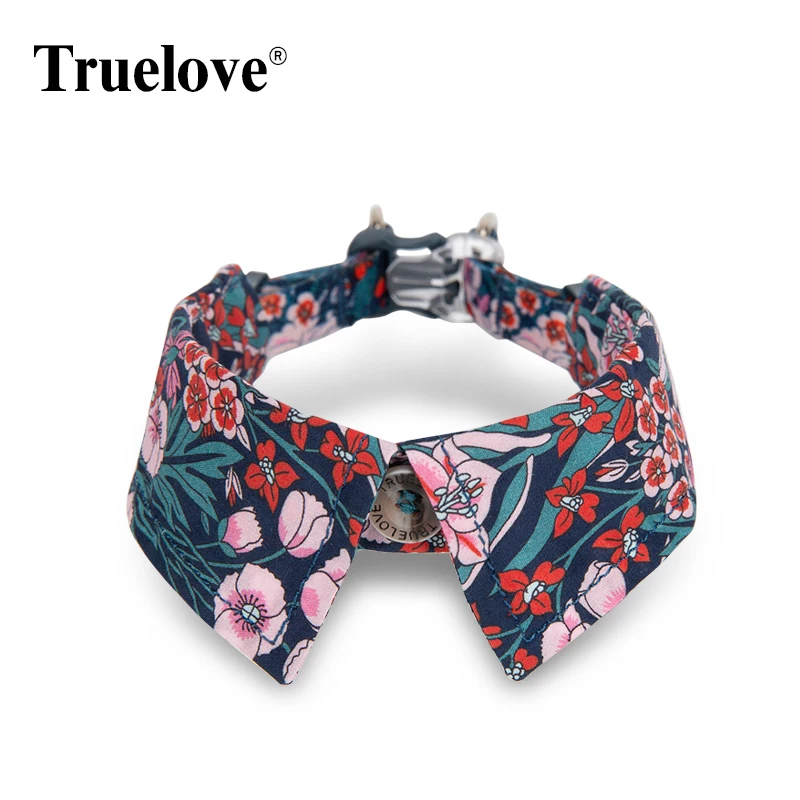 Truelove Cat Collar Collar Floral Collar Colar algodão com um presente de estimação de Pet Bow Ajustável macio e confortável lajina pequena cão médio tlc5411