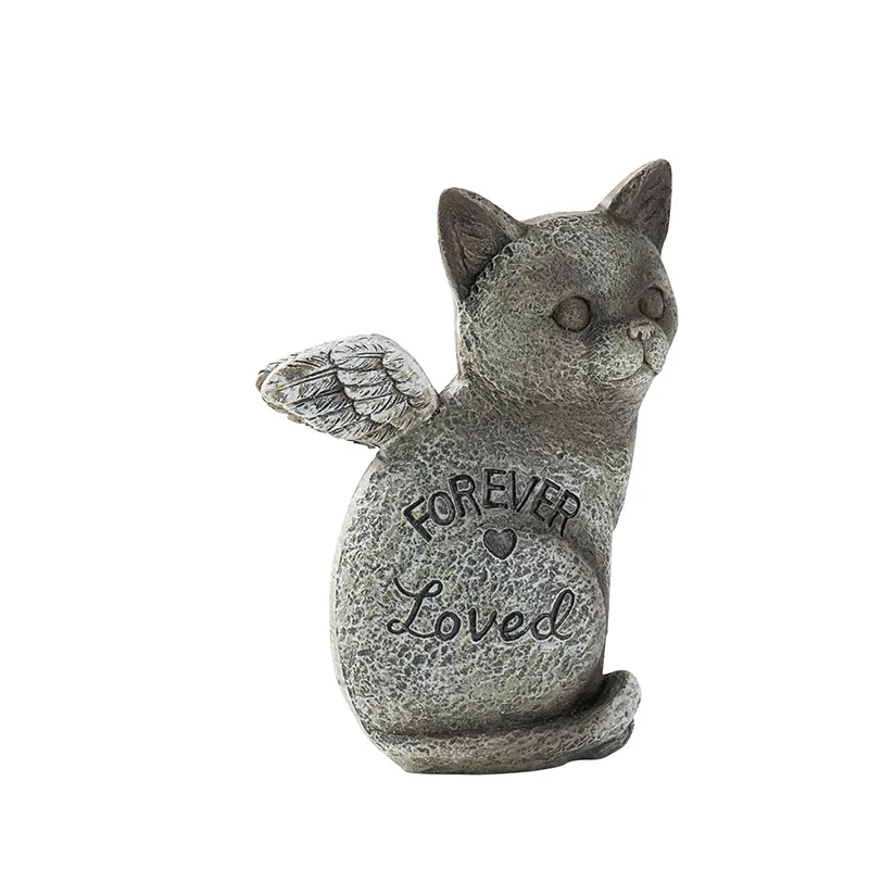 

Pet Memorial Stone, Garden Grave Marker for Dog Cat, Rest in Peace Angel Memorial Plaque, Outdoor Resin Craft Keepsake