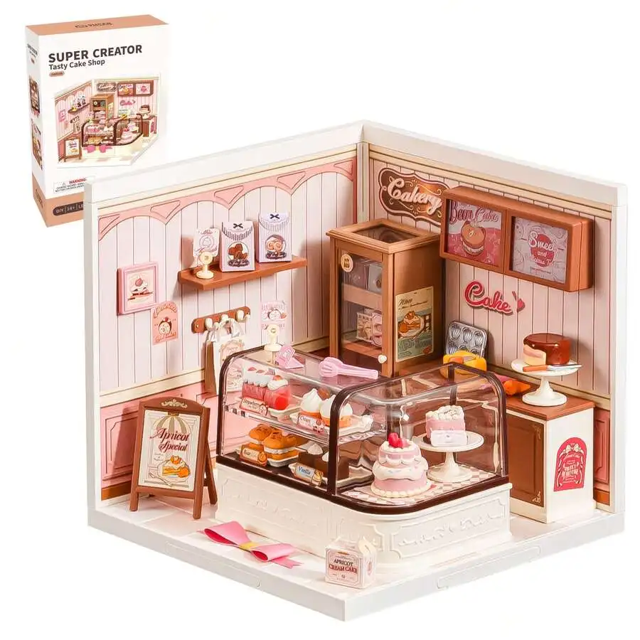 Super Creator DIY Plastic Miniature House Building Set - 3D Puzzle With LED Lights, Compatible With Mini Figures, And A Variety