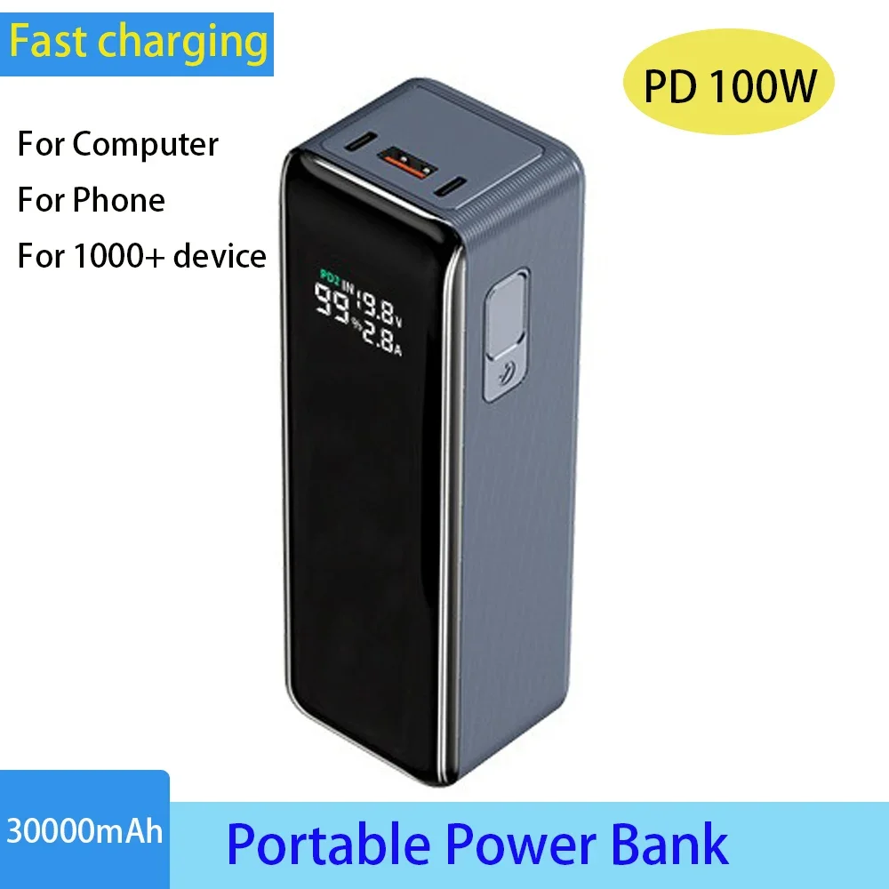 

PD 100W 30000mAh Power Bank Station Outdoor Energy Portable Power Bank Solar Generator Computer Camping Phone Fast Charge