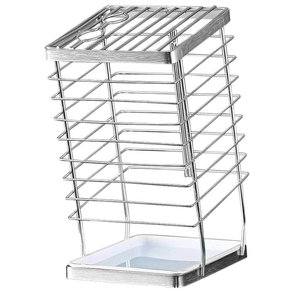 

Stainless Steel Storage Rack Kitchen Organizer Tool Holder Creative Cutlery Stand Ventilated Water Drainage for Kitchen