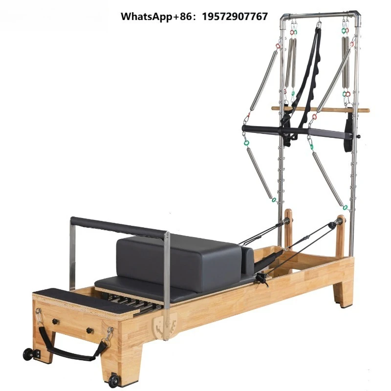 Comfortable Cushioned Pilates Training Bed Reformer Machine Solid Oak Pilates Reformers