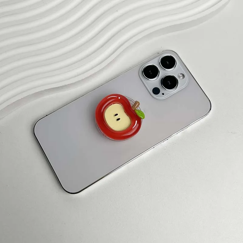 Cute Fruit Series Handyhalter aus Harzmaterial, roter Apple-Sockelgriff für iPhone, Samsung, faltbarer Telefonständer, Lazy Bracket – Detail 5