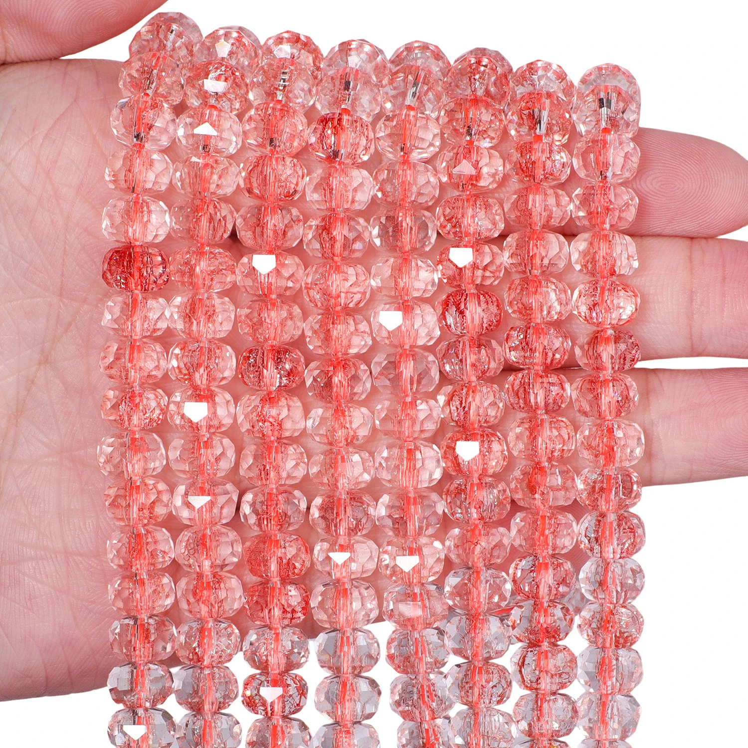 8x5mm Halbplattierte Mehrfarbige Facettierte Rad-Kristallquarz-Perlen AB-Farbe Transparente Glasperlen für DIY-Armband und Halskette – Detail 9