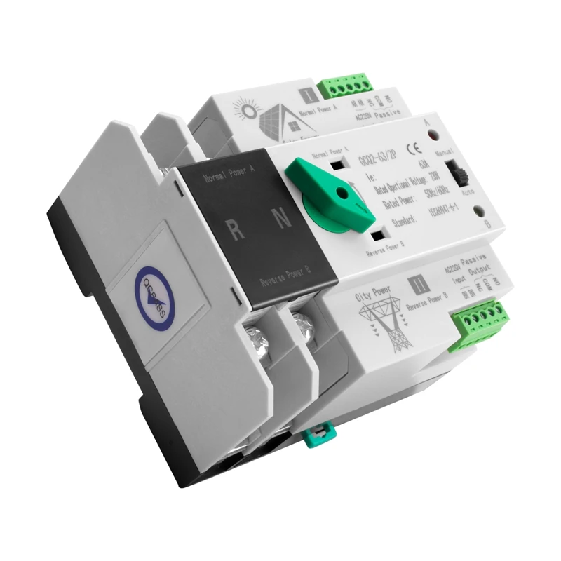 

Photovoltaic Solar Power ATS Automatic Transfer Switch Din Rail 2P AC220V ATS PV System Power To City Power-Retail
