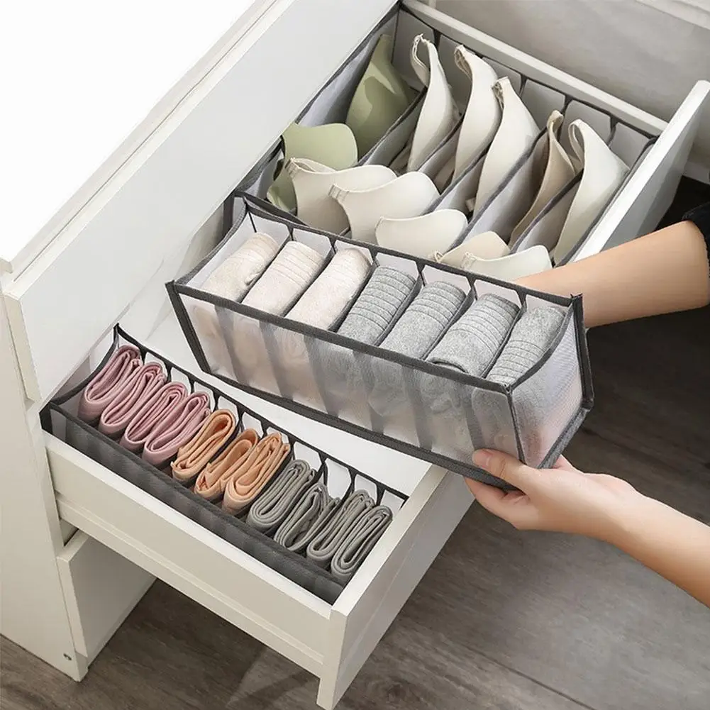 Breathable Mesh Underwear Storage Bag Foldable Fabric Drawer Divider Storage Box Multifunctional Underwear Socks Organizer