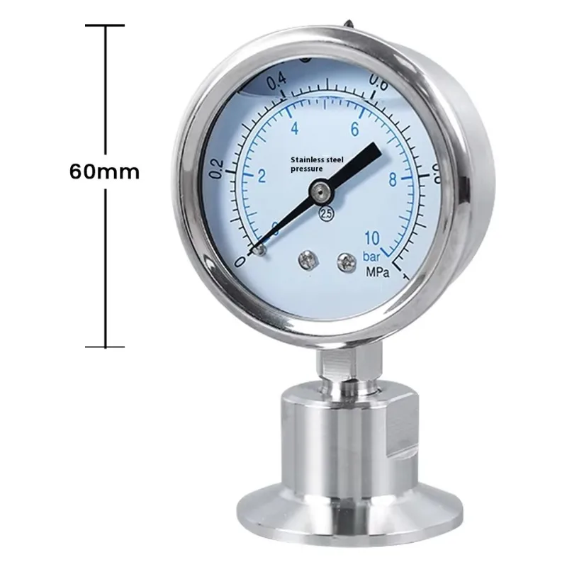 Quick Installation M14 Chuck Connector Double Division Diaphragm Pressure Gauge Inner Outer Thread Valve Clamp for Liquid