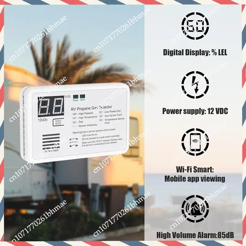 -A21Z Digital Propane Gas Detector With Loud 85Db Alarm, Suitable For RV And Home Use, DC 12V Operation