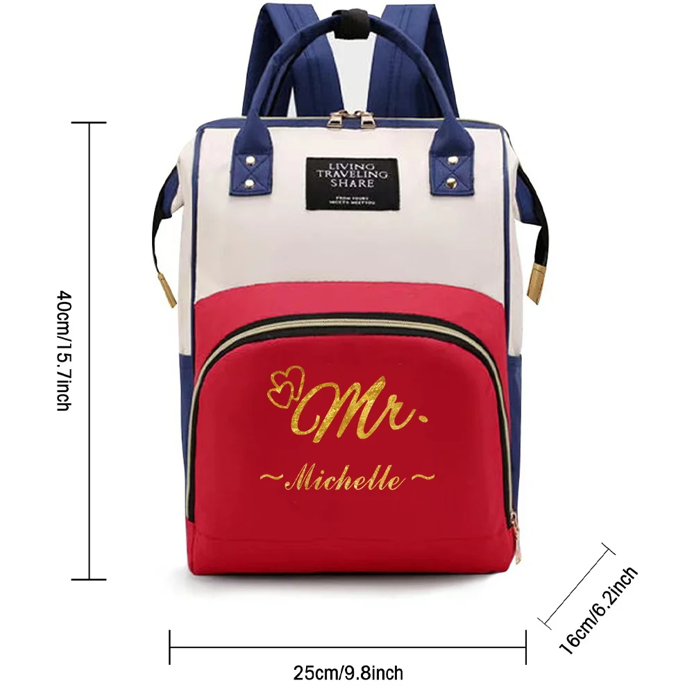 تخصيص اسم الأم على ظهره أكياس حفاظات عالية الجودة حقيبة سفر الرضع التمريض الحليب زجاجة المنظم تخزين الظهر