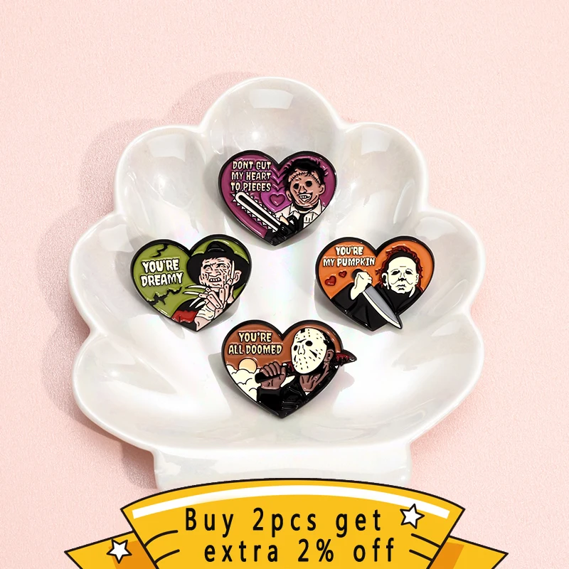 Dont Cut My Heart To Pieces Enamel Pins You'Re All Doomed Horror Film Assassin Metal Brooch Lapel Badges Jewelry Gifts For Fans image 2