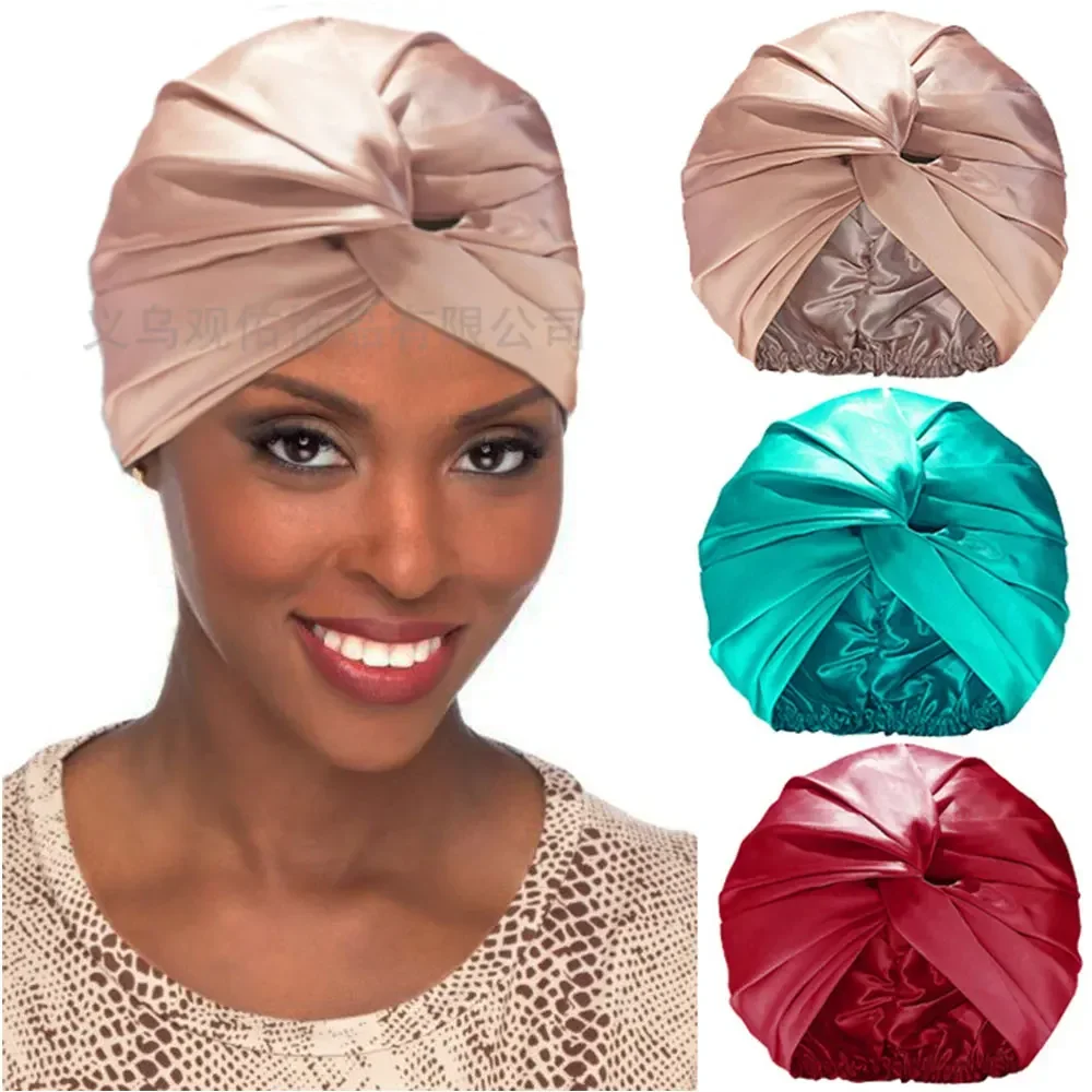 New Satin Nightcap Silky Bonnet Hair Wrap for Sleeping Sleep Cap With Elastic Soft Band Styling Cap Hair Wrapping Tool