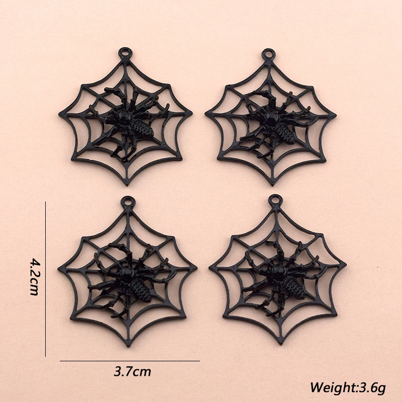 10pcs Gothic Black Spider Hollow Alloy Charms Y2k Spider Web Hallowmas Pendants For Necklace Earring DIY Jewelry Making