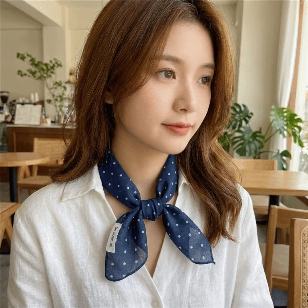 New Style Lightweight Polka Dot Headscarf Soft Breathable Neckerchief Headwrap Multi Color Bandana Casual Wearing