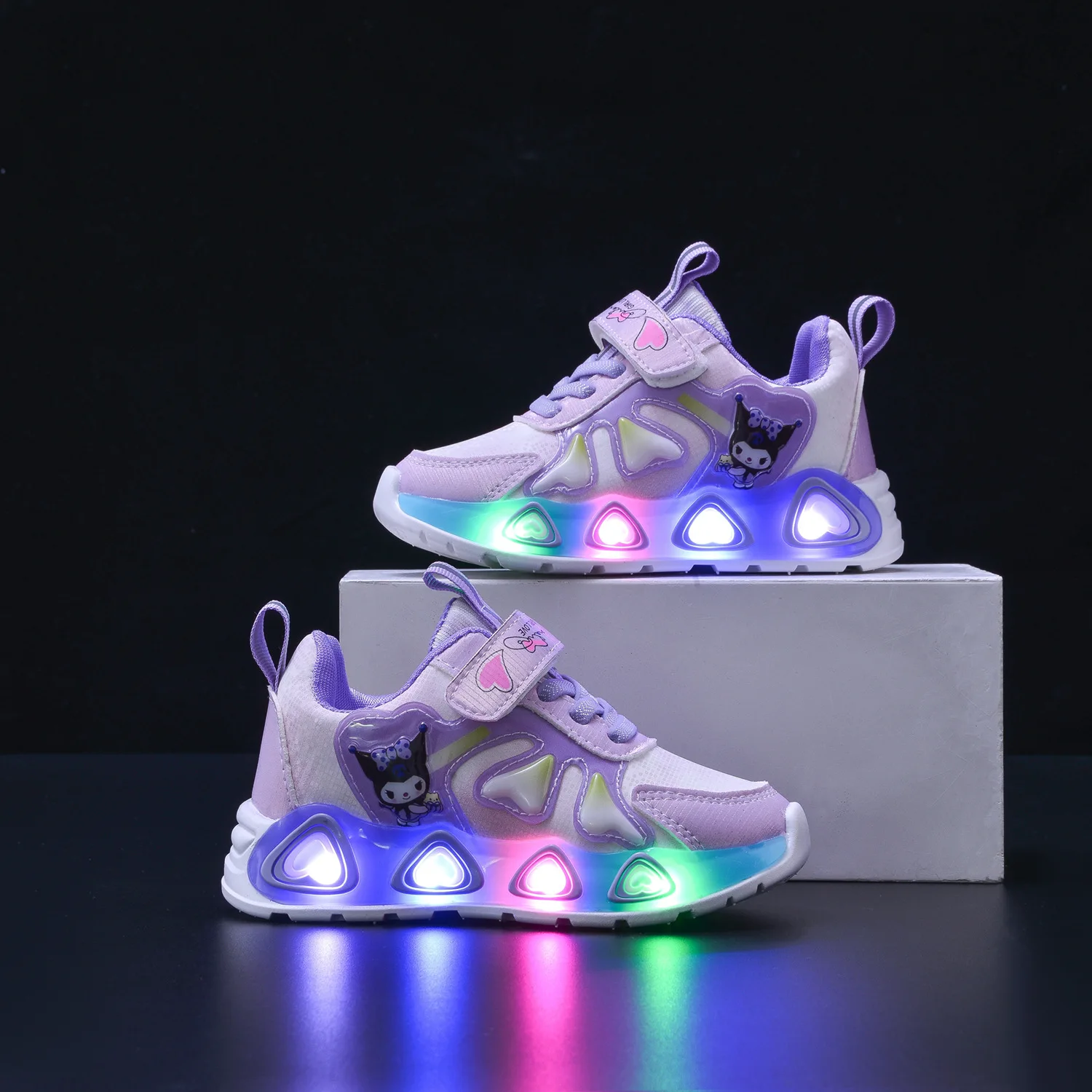 Kuromi-Children LED Lighted Sneakers, Glowing Shoes for Kids, Baby Sneakers with Luminous Sole, Boys and Girls