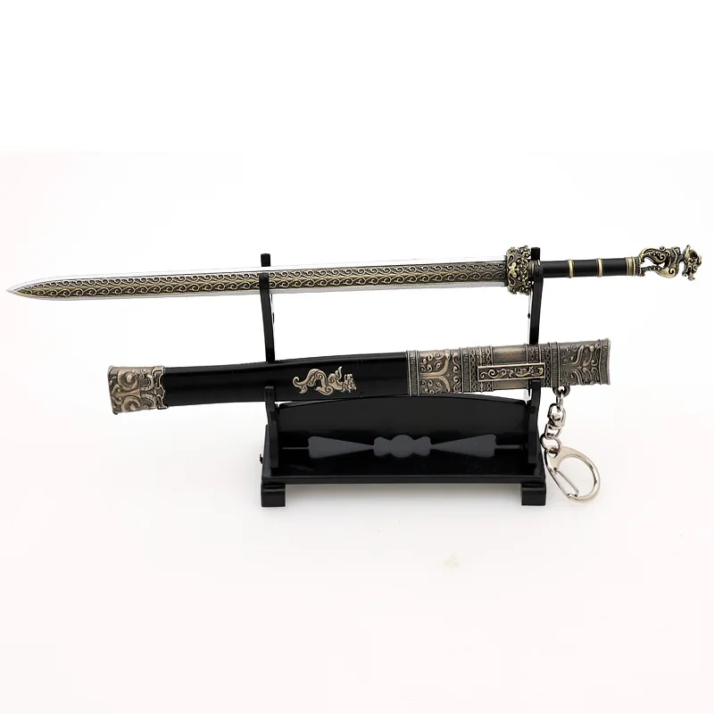 22cm China Ancient Cold Weapon Wheeled Sword Toy Katana Cosplay Metal Unedged Weapon Model Collectibles Crafts Ornaments Gifts