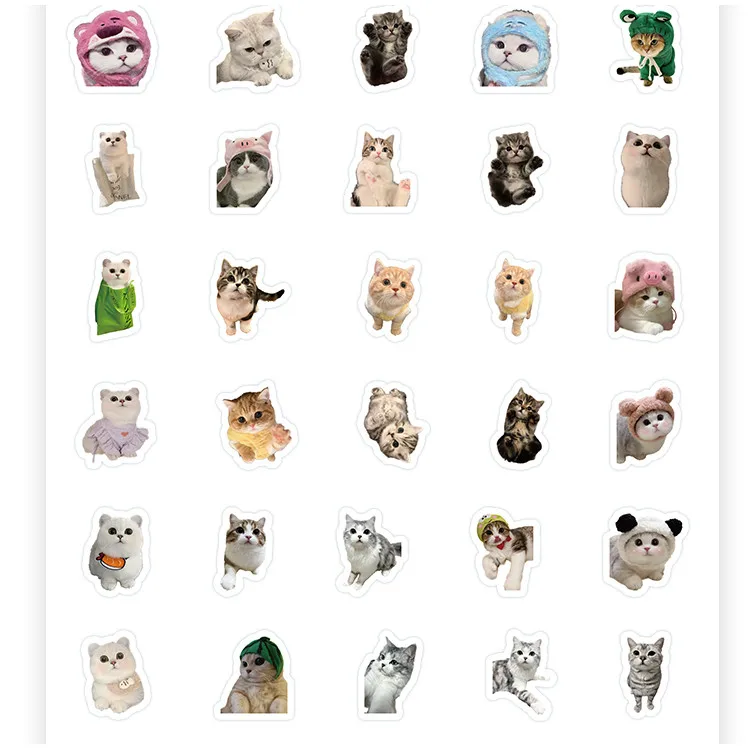 Realistic Kitty Sticker Book (103Pcs) - Photo-Style Cat Decor for Water Bottle - Murah & Cantik AnimeWorlds Store