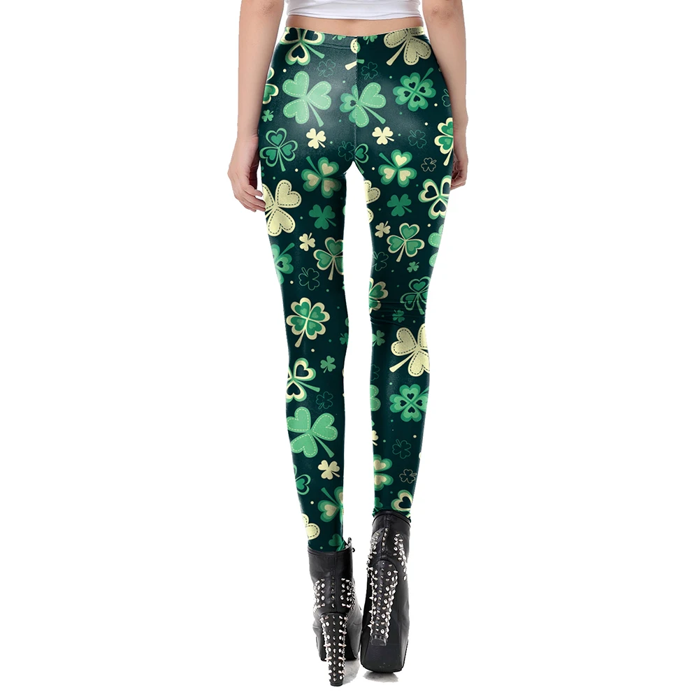 Fashion celana panjang Legging wanita St Patricks Day Irlandia Green Shamrock kebugaran Push Up celana pinggang elastis gaun pesta Festival