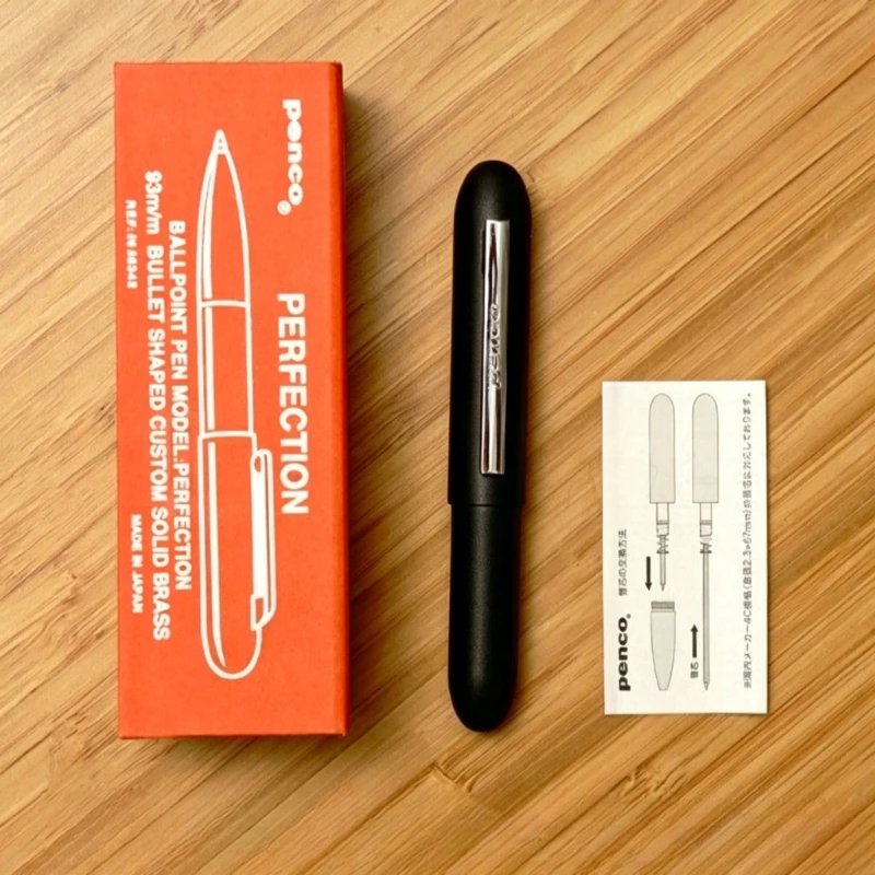 2027 Japan Penco Gel Pen Hightide Brass Ball Pen Black 0.5mm Mini Portable Signature Black 0.5mm for Office Business Stationery