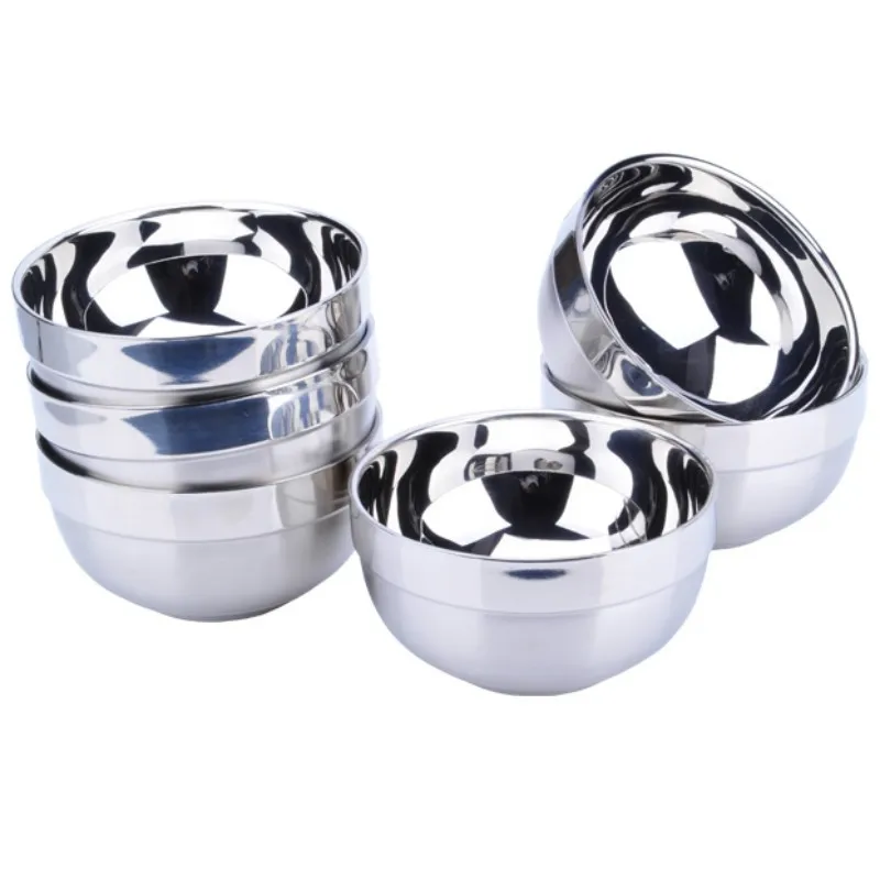 

Stainless Steel Double Wall Kitchen Tableware, Salad, Vegetables, Fruits, Rice Bowls, Heat Insulation, Anti Scald Bowl