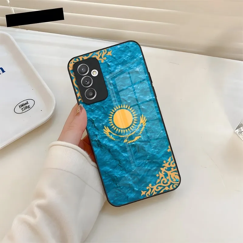 Kazakhstan Flag Phone Case Tempered Glass For Samsung A34 A52 A14 A54 A51 A22 A32 A72 S22 S23 Ultra Note 20 10 Pro Plus Coque