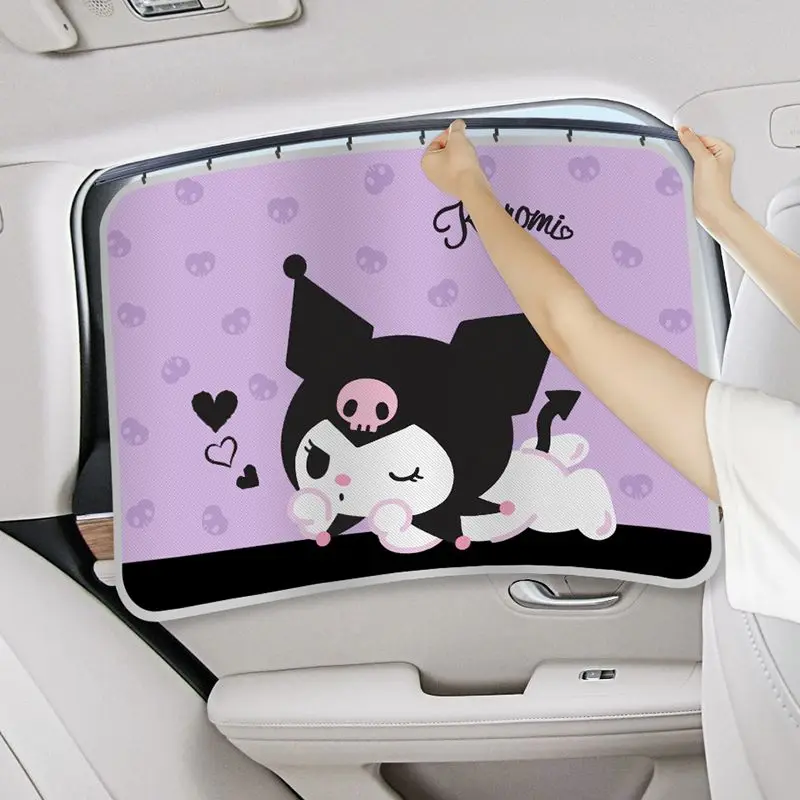 Sanrio track curtain sunshade Kuromi slide rail baby blackout blind sun protection thermal insulation side window rear curtain