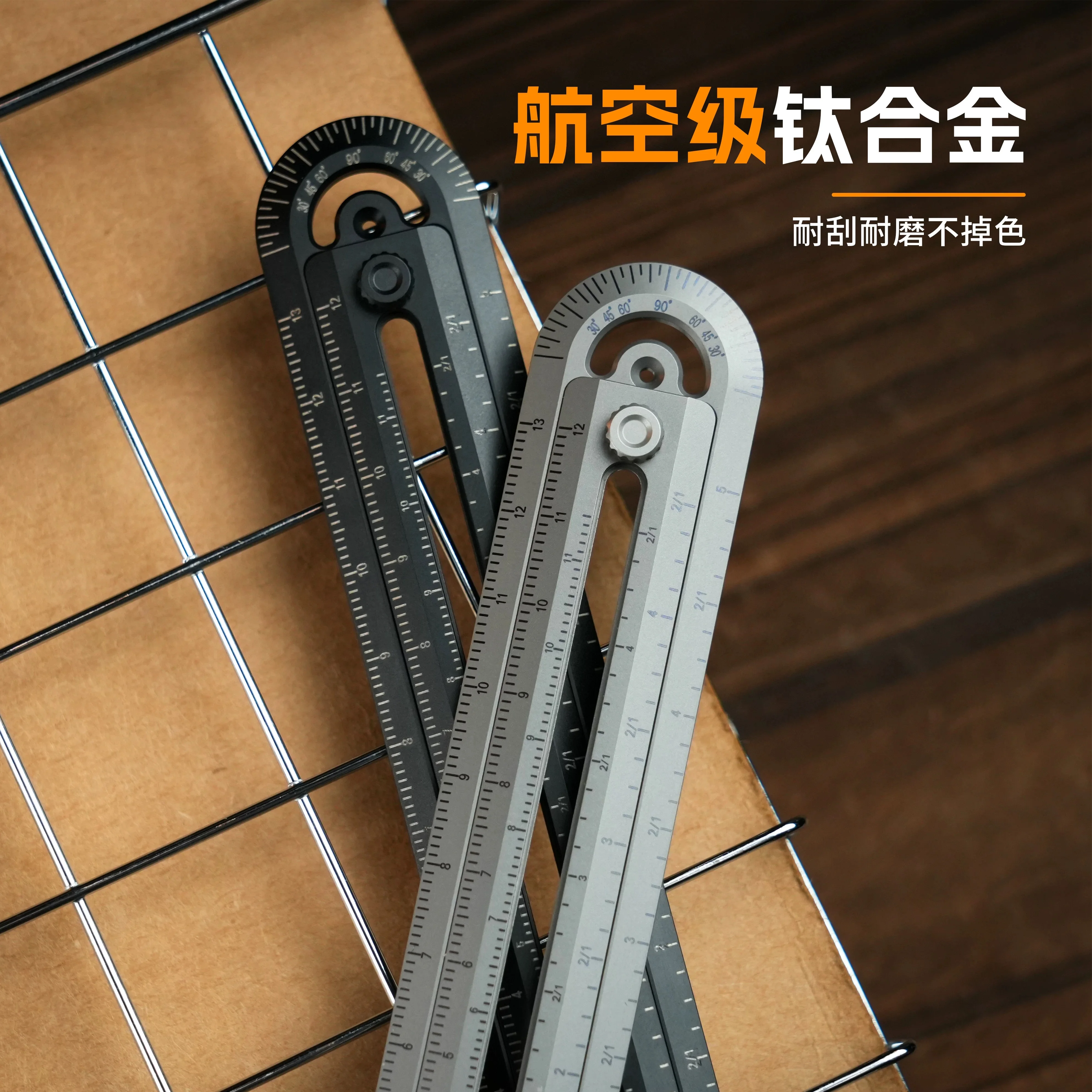 Titanium Alloy Compass Ruler, Portable Pocket Measuring Tool, Multifunctional Drawing Marking&Distance Measuring Ruler