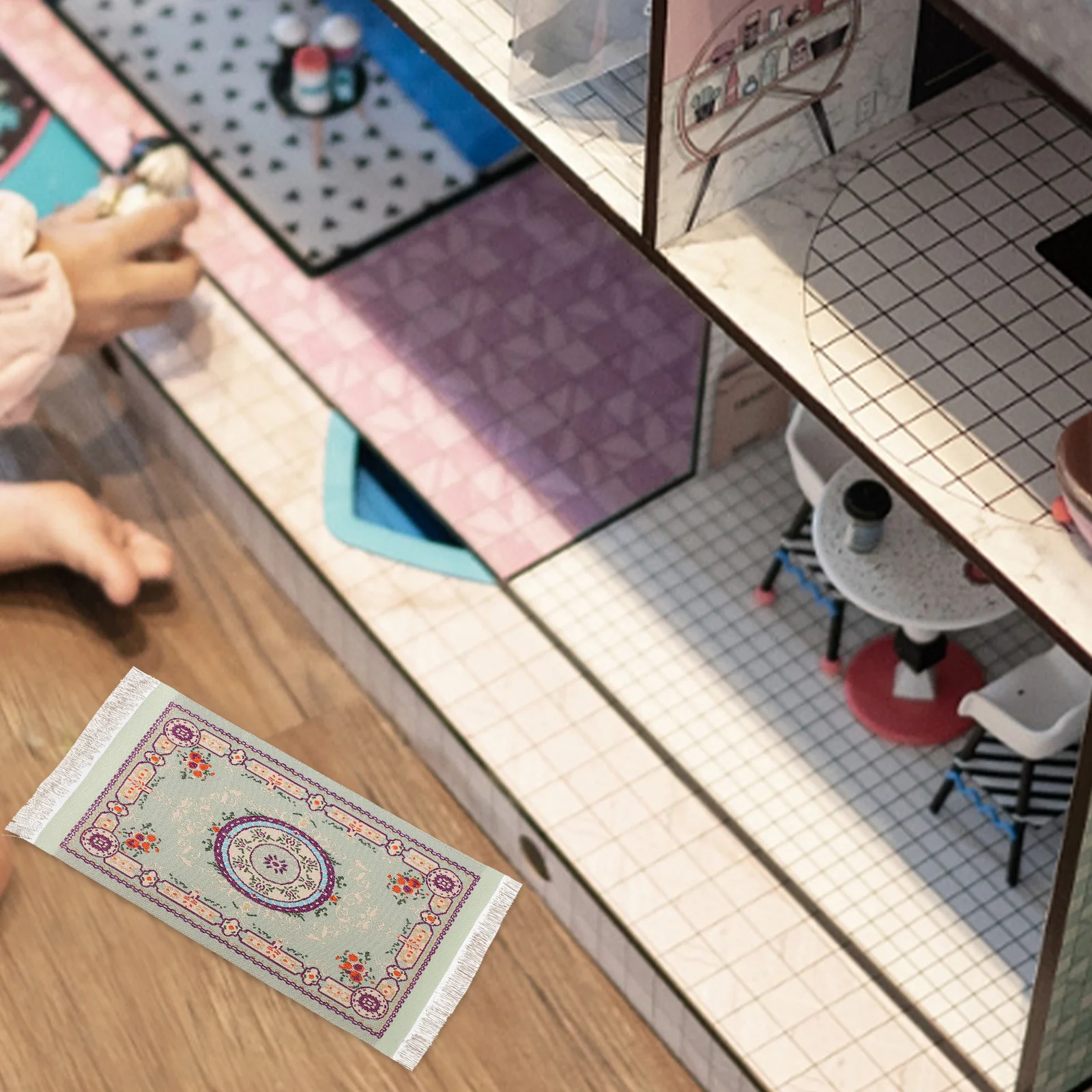 미니 러그 모델 빈티지 패턴 카펫 가구 미니 카펫 인형 집 카펫 바닥 미니어처 러그 미니 빈티지 러그