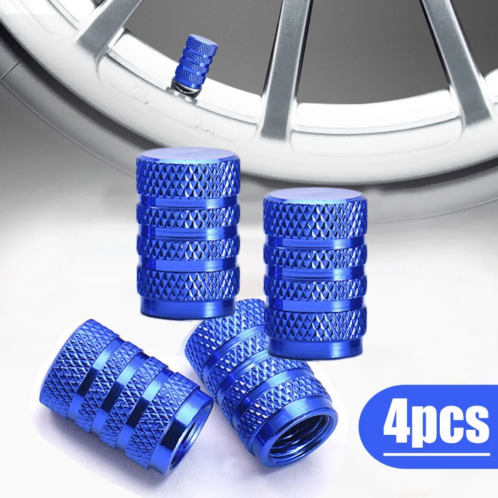 4pcs New Blue Aluminum Metal Wheel Tire Valve Caps Dust Cover For AUDI BMW VW Mazda Ford Toyota Nissan Hyundai Car Styling