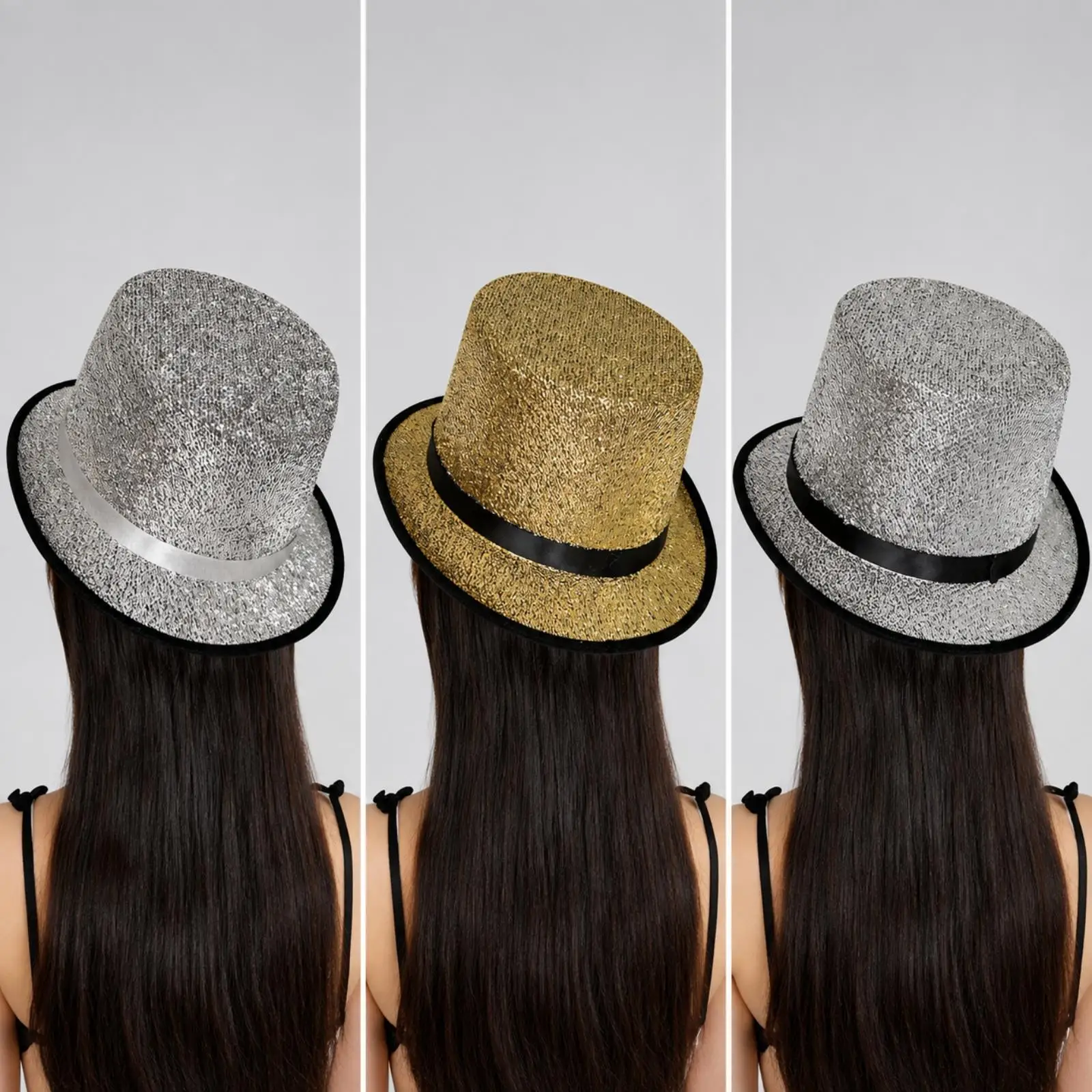Classic Magician Performance Hat with Glittered Surface for Stage Shows and Costume Parties