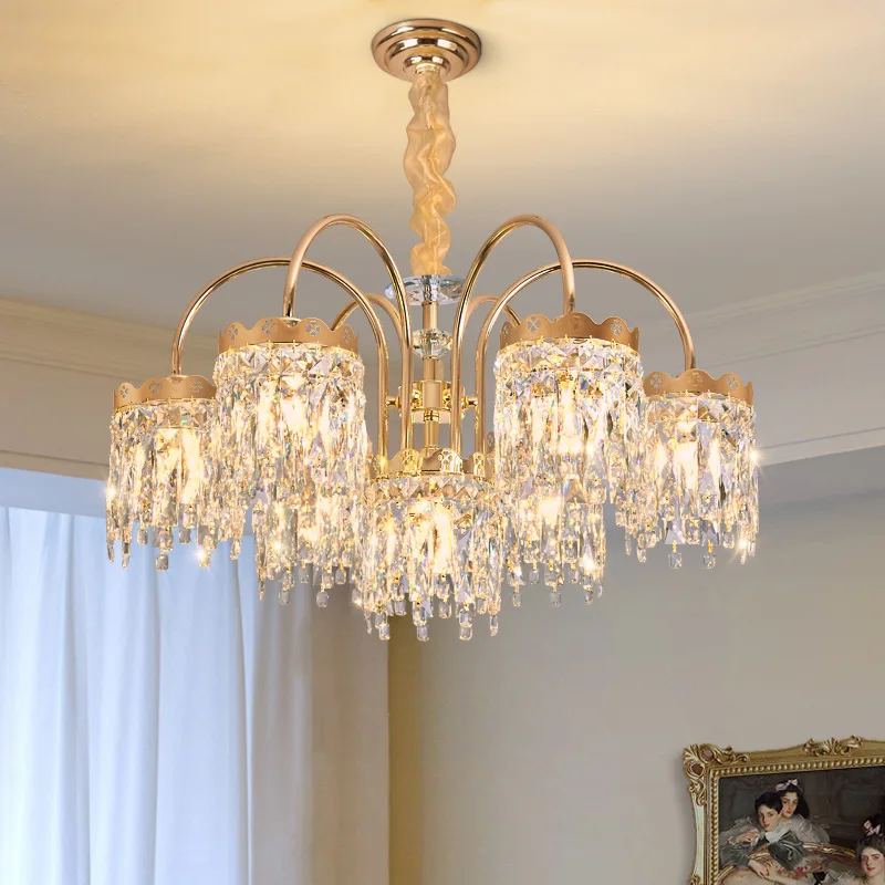 Light luxury French style living room light crystal branch pendant light, grand master bedroom dining room lighting decoration