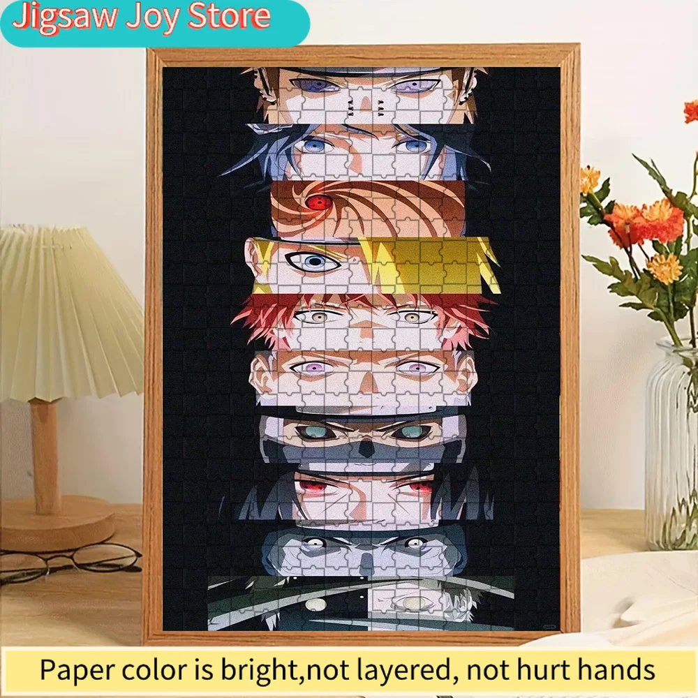 

Коллаж глаз персонажей аниме Наруто: Пейн, Саске, Обито, Наруто, Минато, Какаши, Итачи и Мадара. Бумажный пазл-сцена, готовый к использованию.