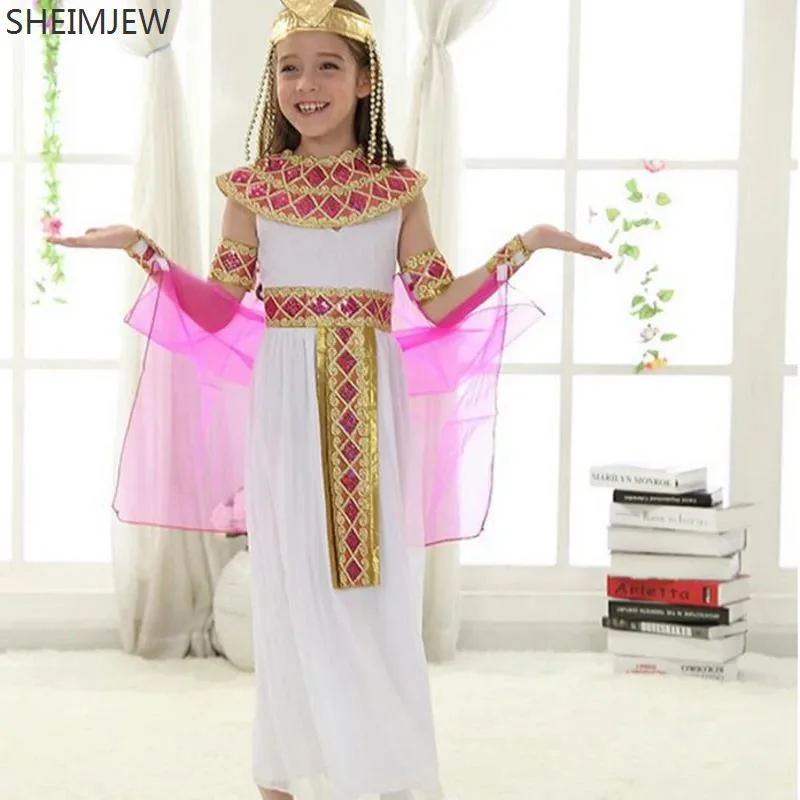 Halloween Cleopatra Cosplay Costume Ancient Egyptian Greek Princess Dress Children Masquerade Carnival Party Stage Show Dress Up