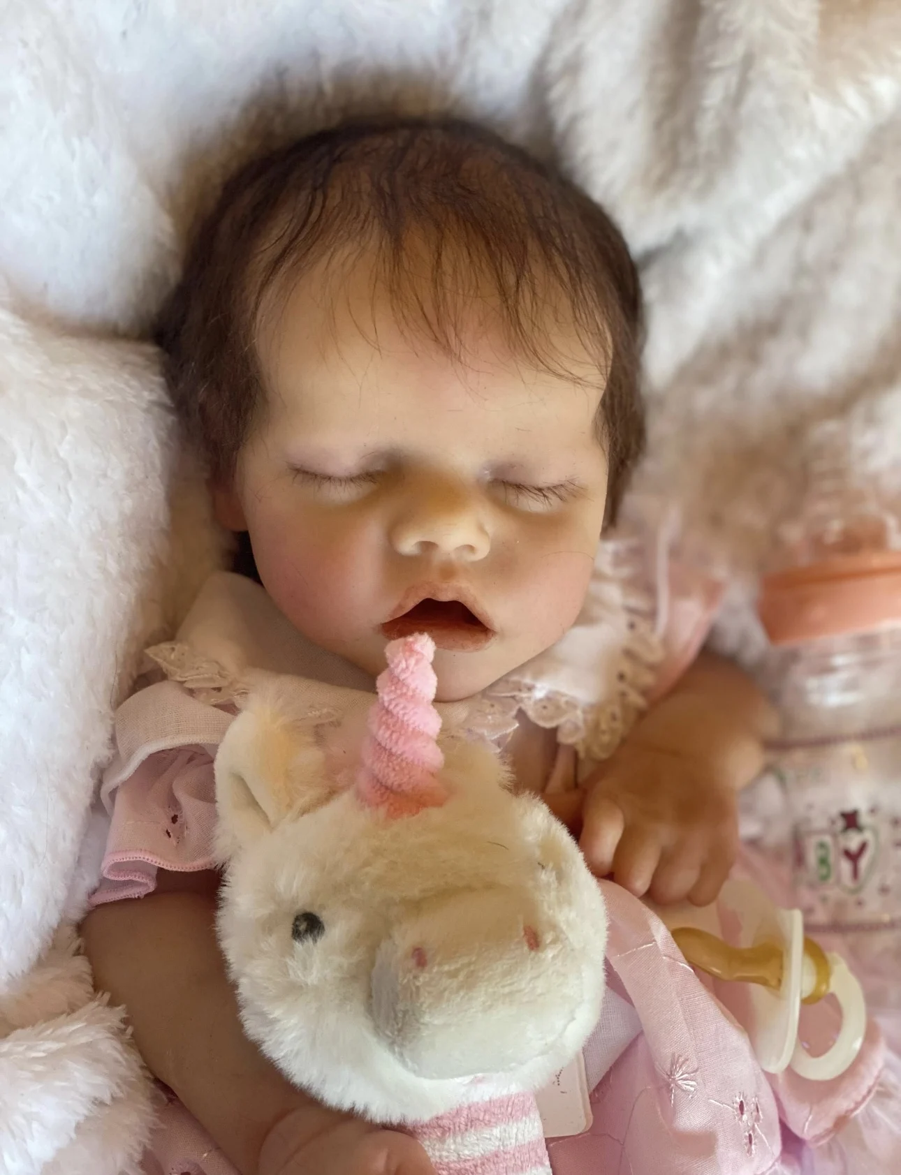 

18-дюймовая однотонная силиконовая кукла Bebe Reborn Girl с укорененными волосами, можно открыть ртом, моющаяся, реалистичная кукла De Silicona Girl Doll