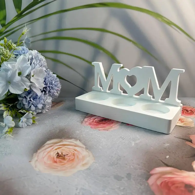 Mom Dad Letter Candlestick Mold Decorative Tealight Candle Holder Molds Non-Stick Silicone Mold Best Gift For Father Mothers Day