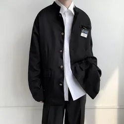 Japan Style School Uniform Jacket Stand Collar Men Women Tunic Suit Jacket DK Costume Black Coat With Nameplate High Version