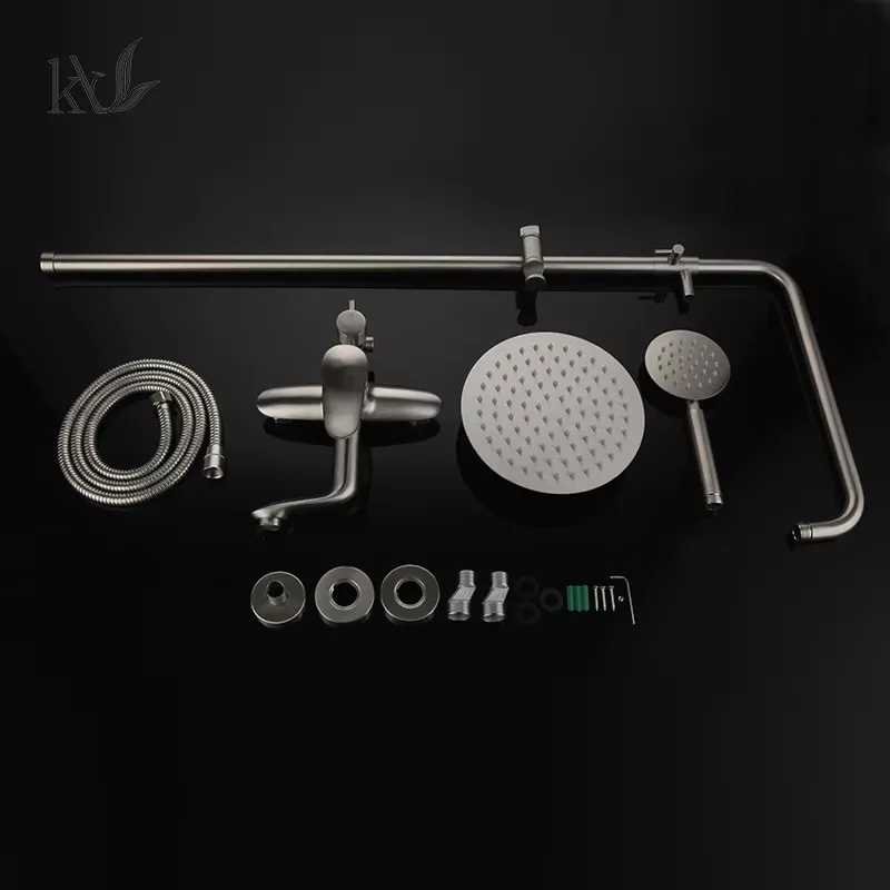 Luxury Wall Mounted Stainless Steel Bathroom Shower Faucet Set view 5
