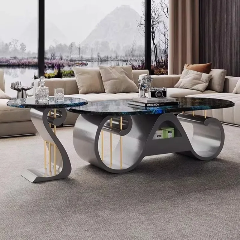 

Modern Oval Sedentary Table Luxury Marble Stone Simple Decorative Designer Coffee Table Bedroom Design Interior Home Furniture