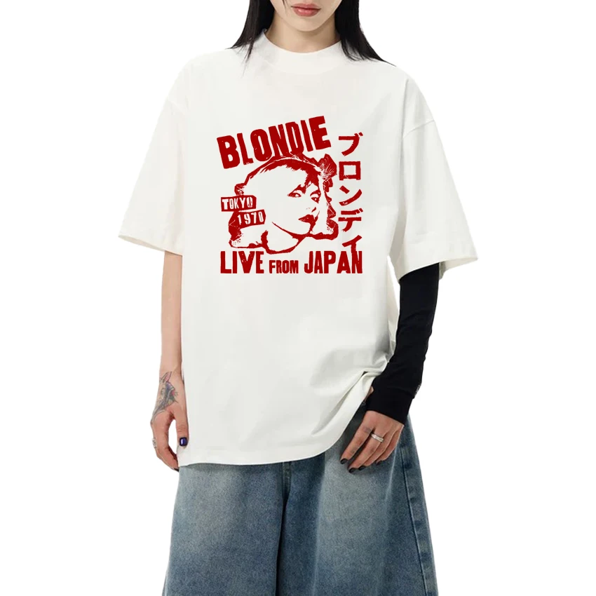 

2025 Fashion Blondies Live from Japan Flyer short sleeve T-shirt Men Women Vintage Band Crazy printed T shirt Unisex Cotton Tops