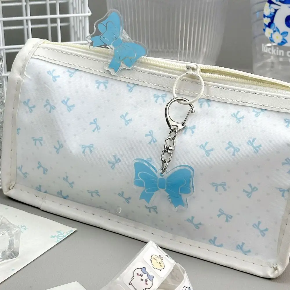 High Quality Floral Print Pen Bag Double Layer Transparent Stationery Bag Large Capacity Pencil Case Students