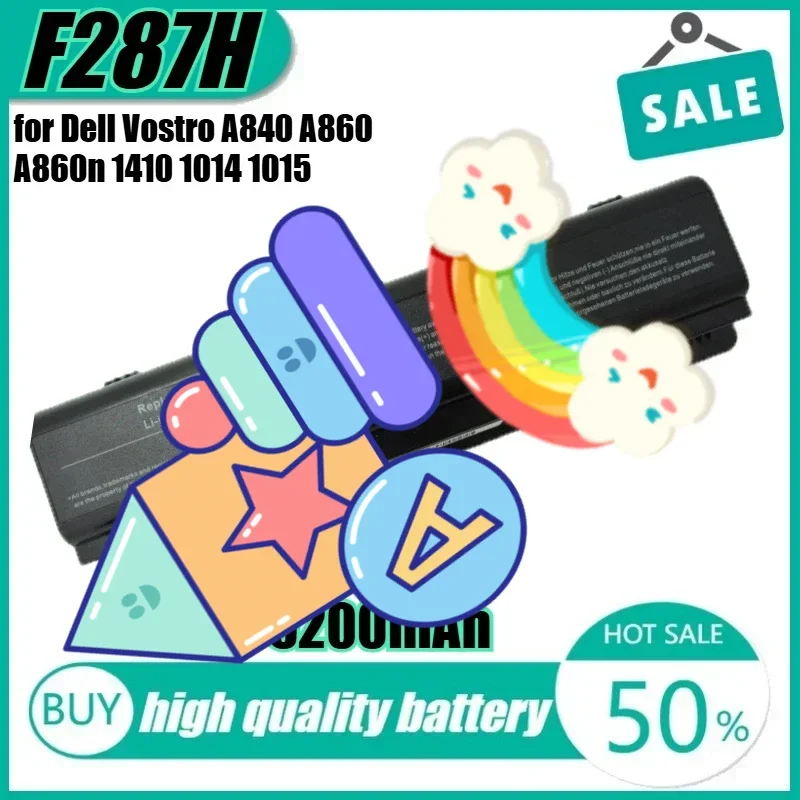 11,1 В 5200 мАч F287H аккумулятор для ноутбука Dell Vostro A840 A860 A860n 1410 1014 1015 F287F R988H G069H