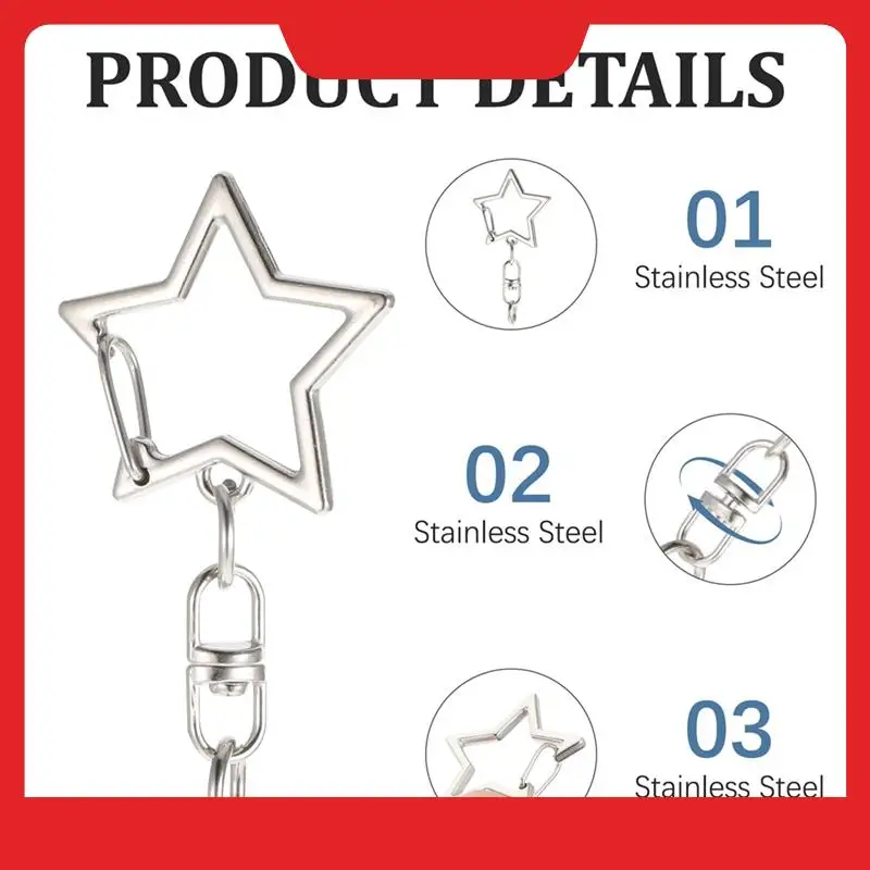 

50 шт., пружинный зажим для ключей в форме звезды с подвесной пряжкой-цепочкой и открытым кольцом для прыжков, для изготовления ювелирных изделий, брелки «сделай сам»
