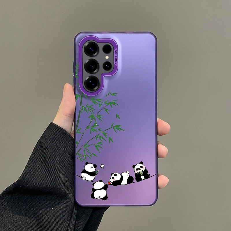 Phone Case for Samsung Galaxy S26 S25 S24 S23 S22 S21 S20 S10 FE Ultra Plus Cover Colorful Soft Edge Hard Shell Panda Fundas Bag
