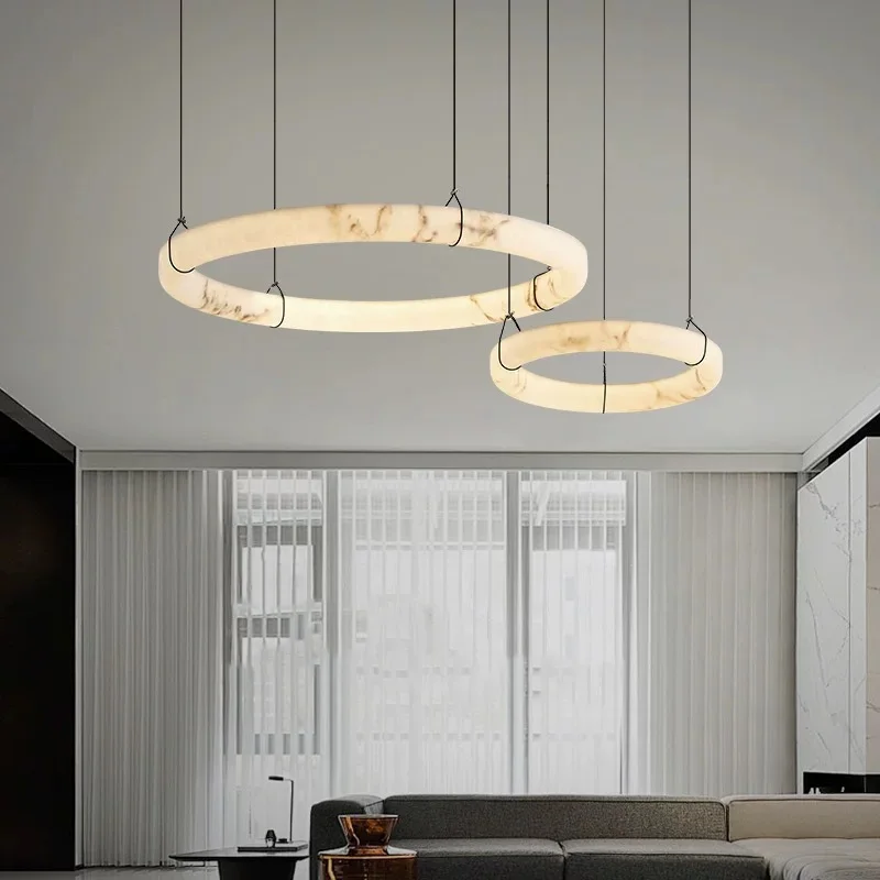 

Scandinavian Dining Room Marble Ceiling Pendant Light, Living Room Lighting Decoration, Postmodern LED Hotel Lighting