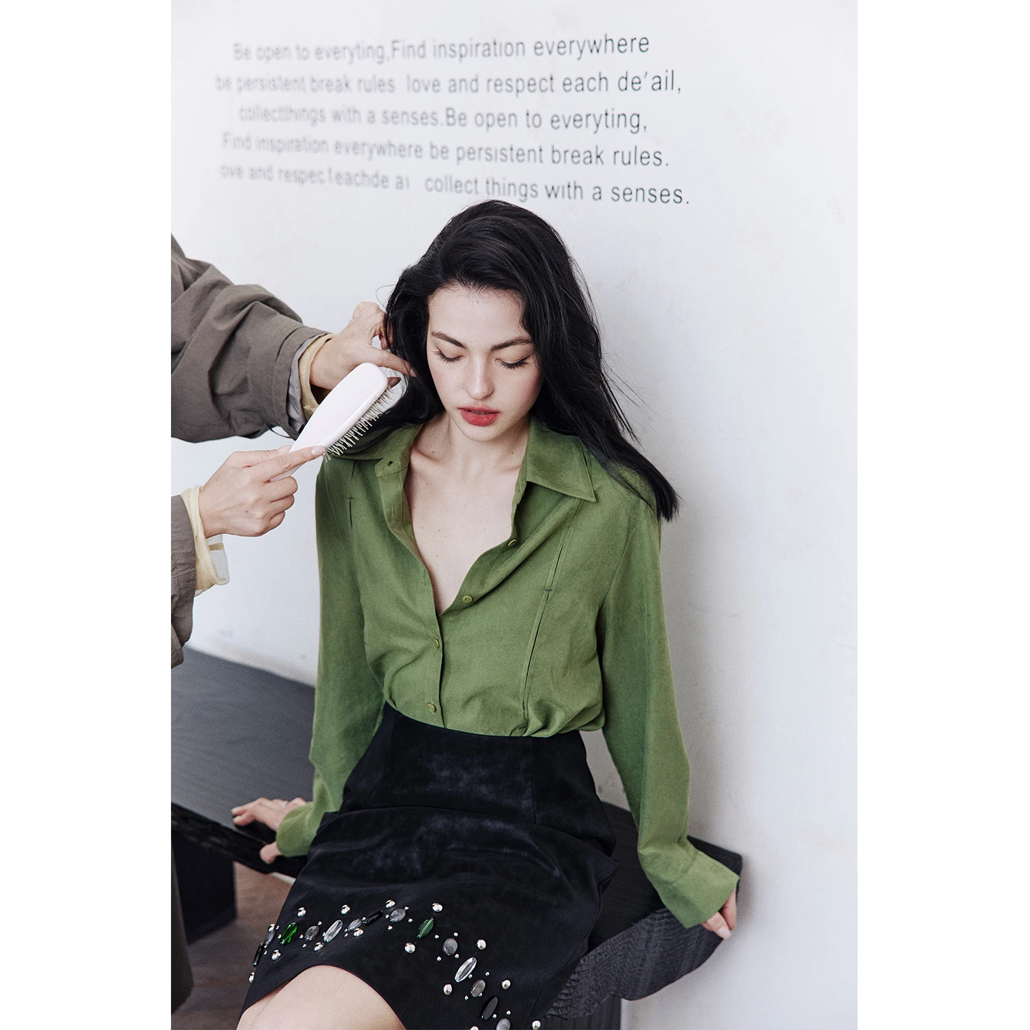 

Rosebanks High nce een irt Not Stred out Design Commuter Blogger Sle Long Sve Polyester Fiber Women's irt