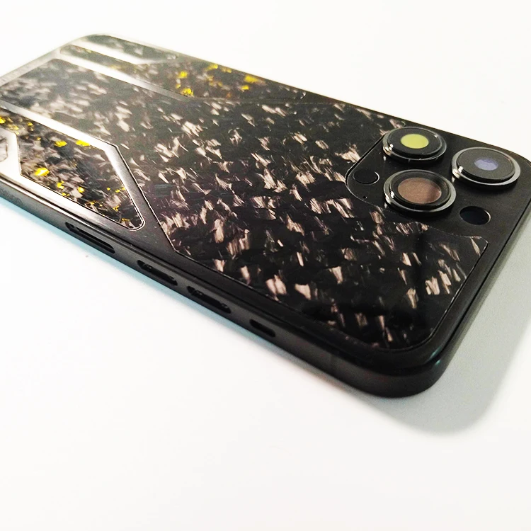 High Quality Deluxe Version Carbon Fiber Housing Luxury Real Carbon Fiber Gold Frame housing For Iphone